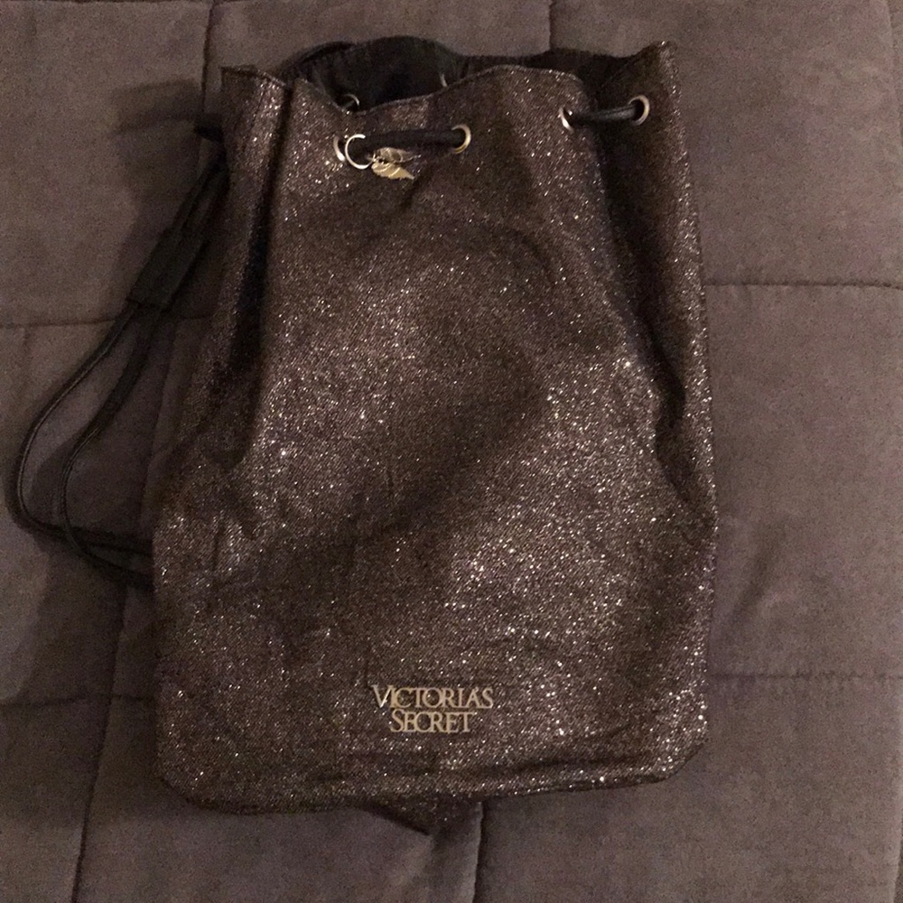 Black sparkly Victoria Secret drawstring backpack